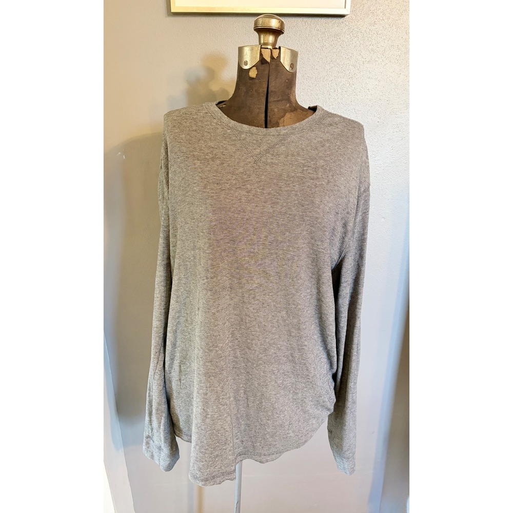 Mossimo Supply Co Mens XL Grey Thermal Long Sleeve Shirt Athletic Waffle Knit